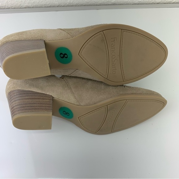 FRANCO SARTO suede ankle Boots 8 Beige woven boho cowgirl western Great Seppia - Picture 5 of 11